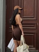 Укорочений жіночий комбінезон з відкритою спиною | VV Brand